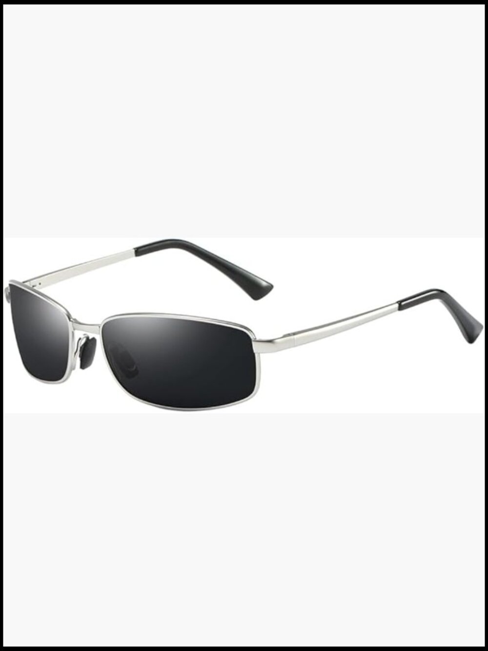 Wrap Polarized Sunglasses Rectangular Metal Frame Classic Style Large